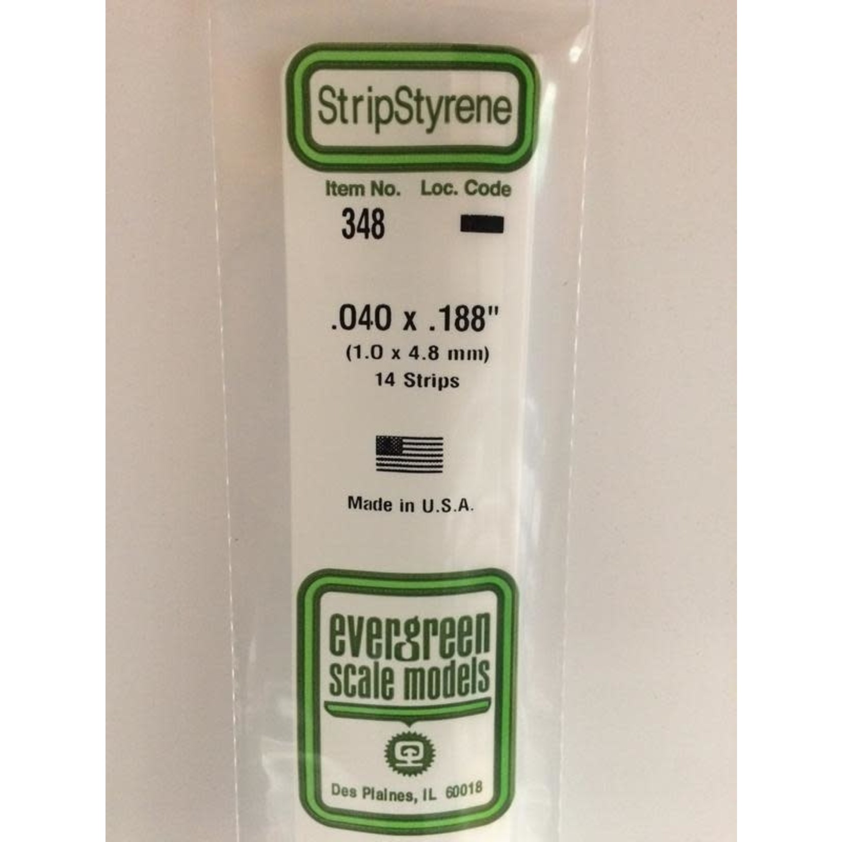 Evergreen Scale Models EVE348 Styrene .040x.188 in Strip (14pc)