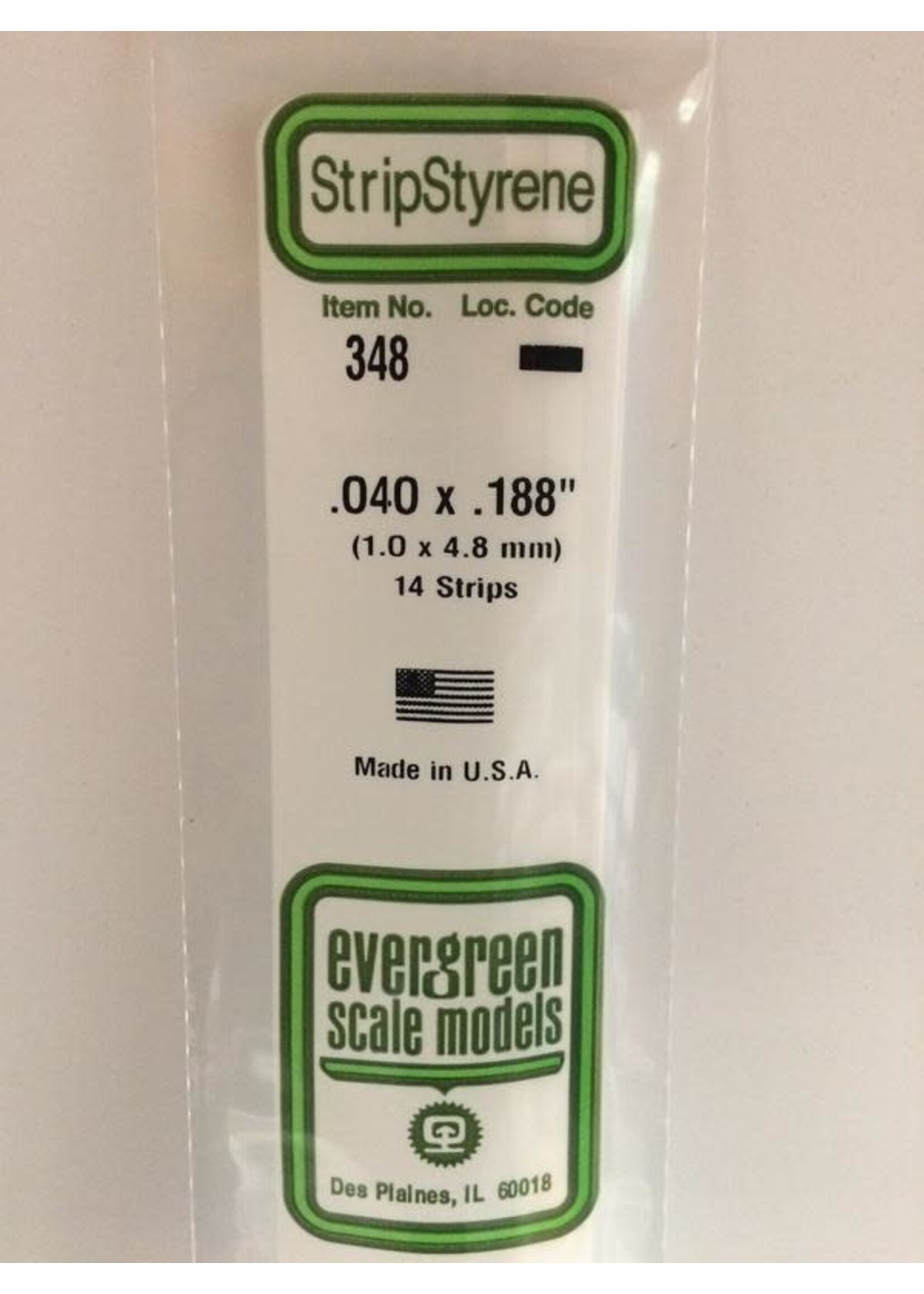 Evergreen Scale Models EVE348 Styrene .040x.188 in Strip (14pc)