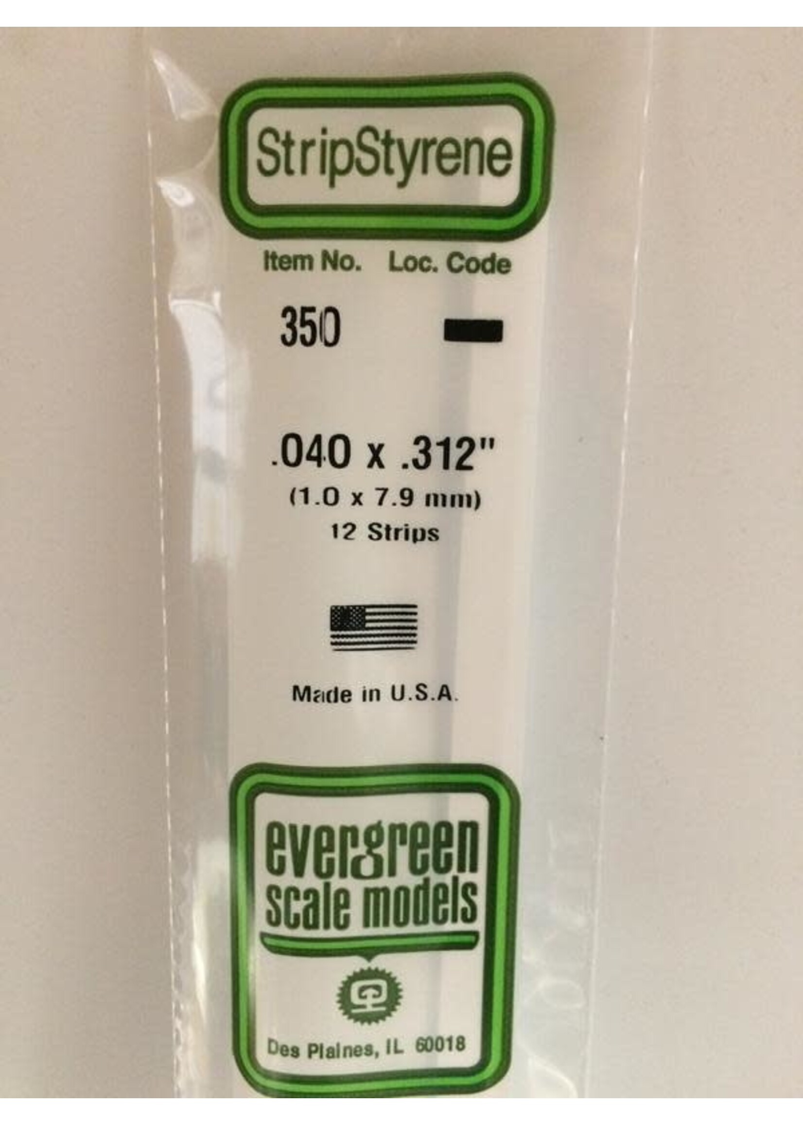 Evergreen Scale Models EVE350 Styrene .040x.312 Strip (12pc)