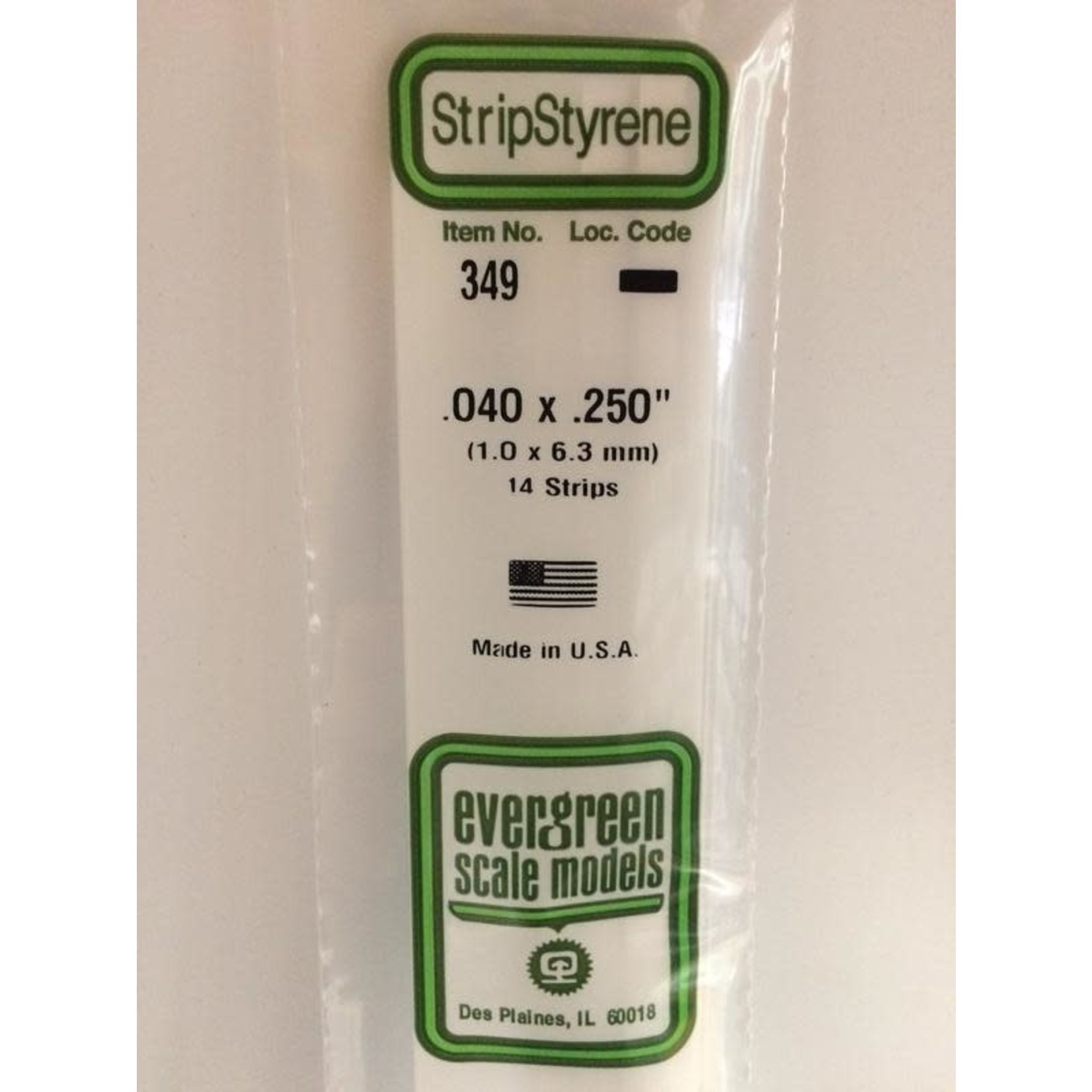 Evergreen Scale Models EVE349 Styrene .040x.250 Strip (14pc)