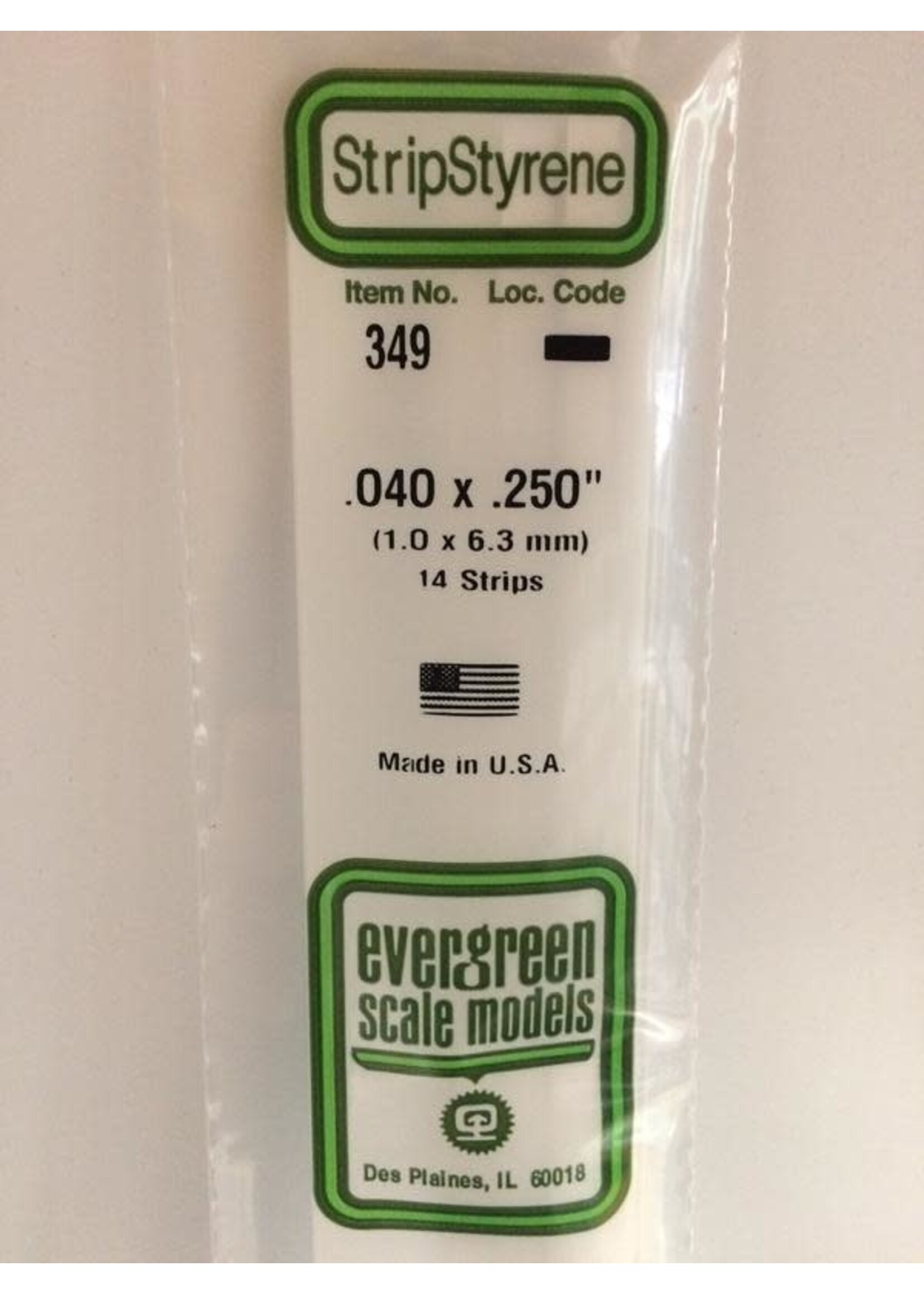 Evergreen Scale Models EVE349 Styrene .040x.250 Strip (14pc)