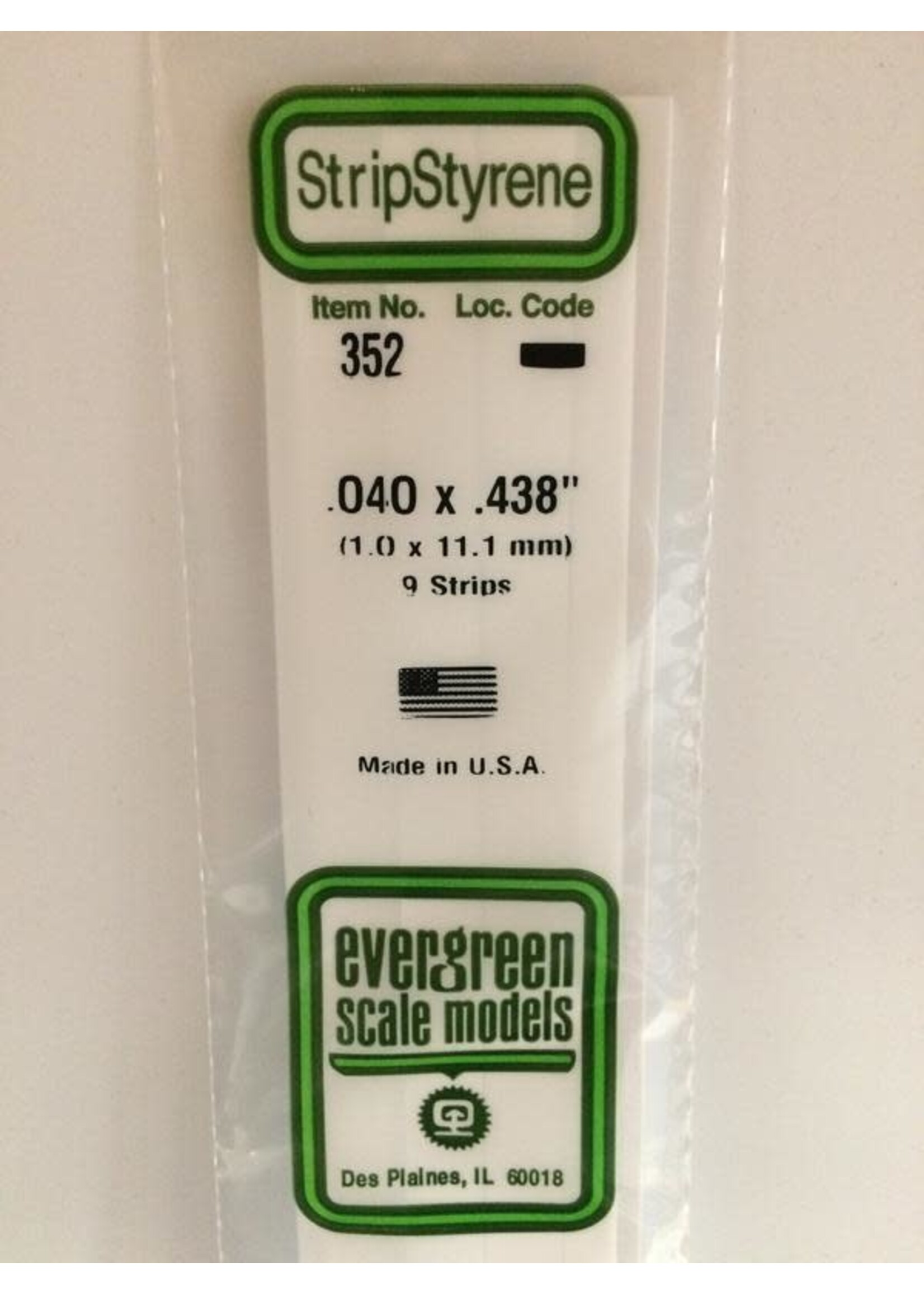 Evergreen Scale Models EVE352 Styrene .040x.438 Strip (9pc)