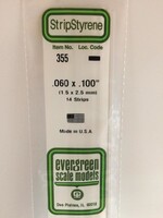 Evergreen Scale Models EVE355 Styrene .060x.100 Strip (14pc)