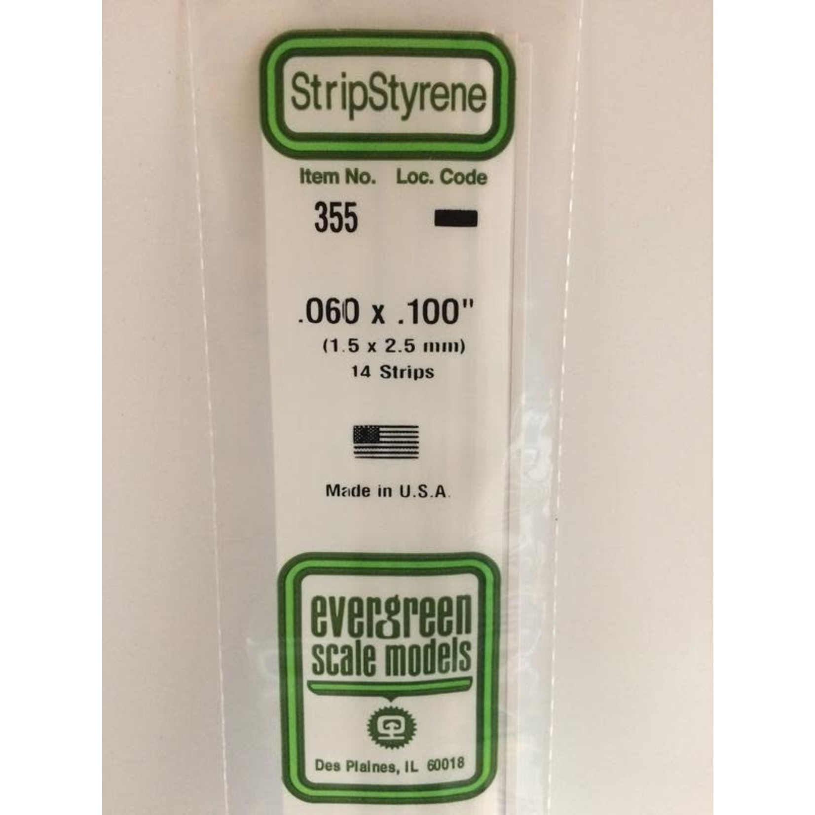 Evergreen Scale Models EVE355 Styrene .060x.100 Strip (14pc)