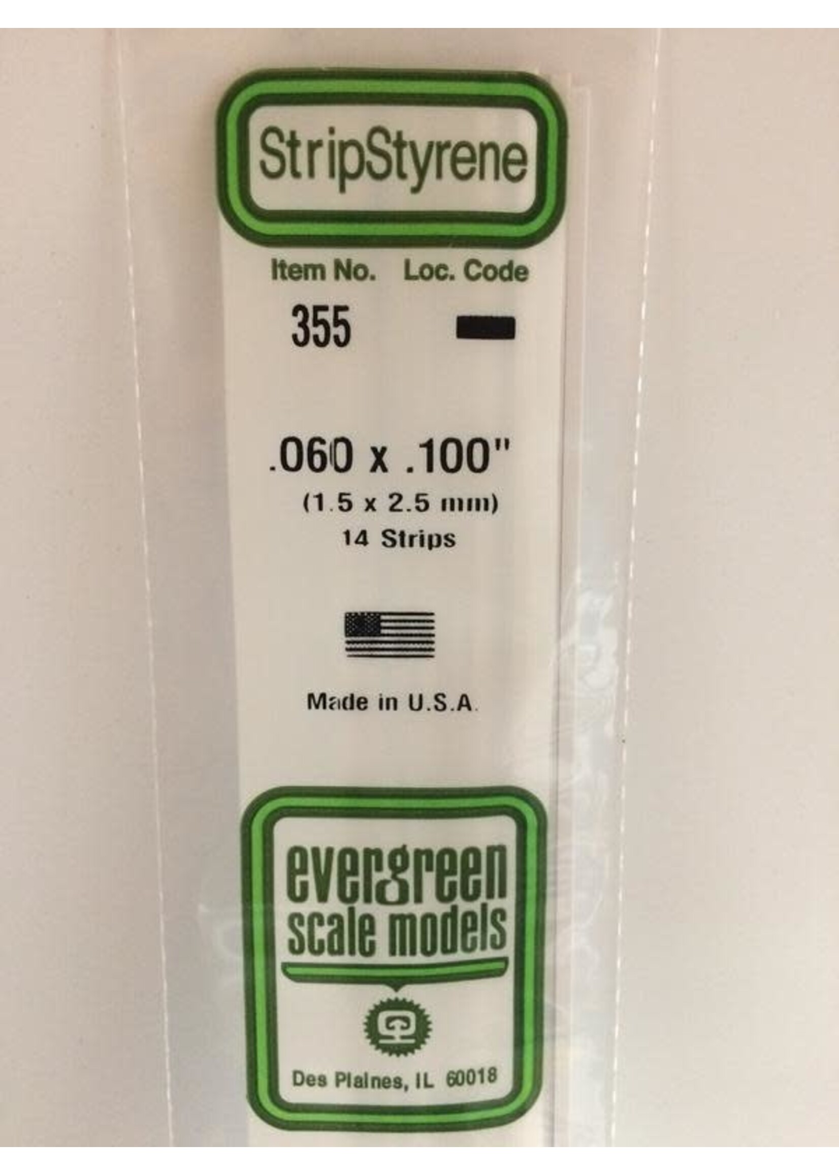 Evergreen Scale Models EVE355 Styrene .060x.100 Strip (14pc)