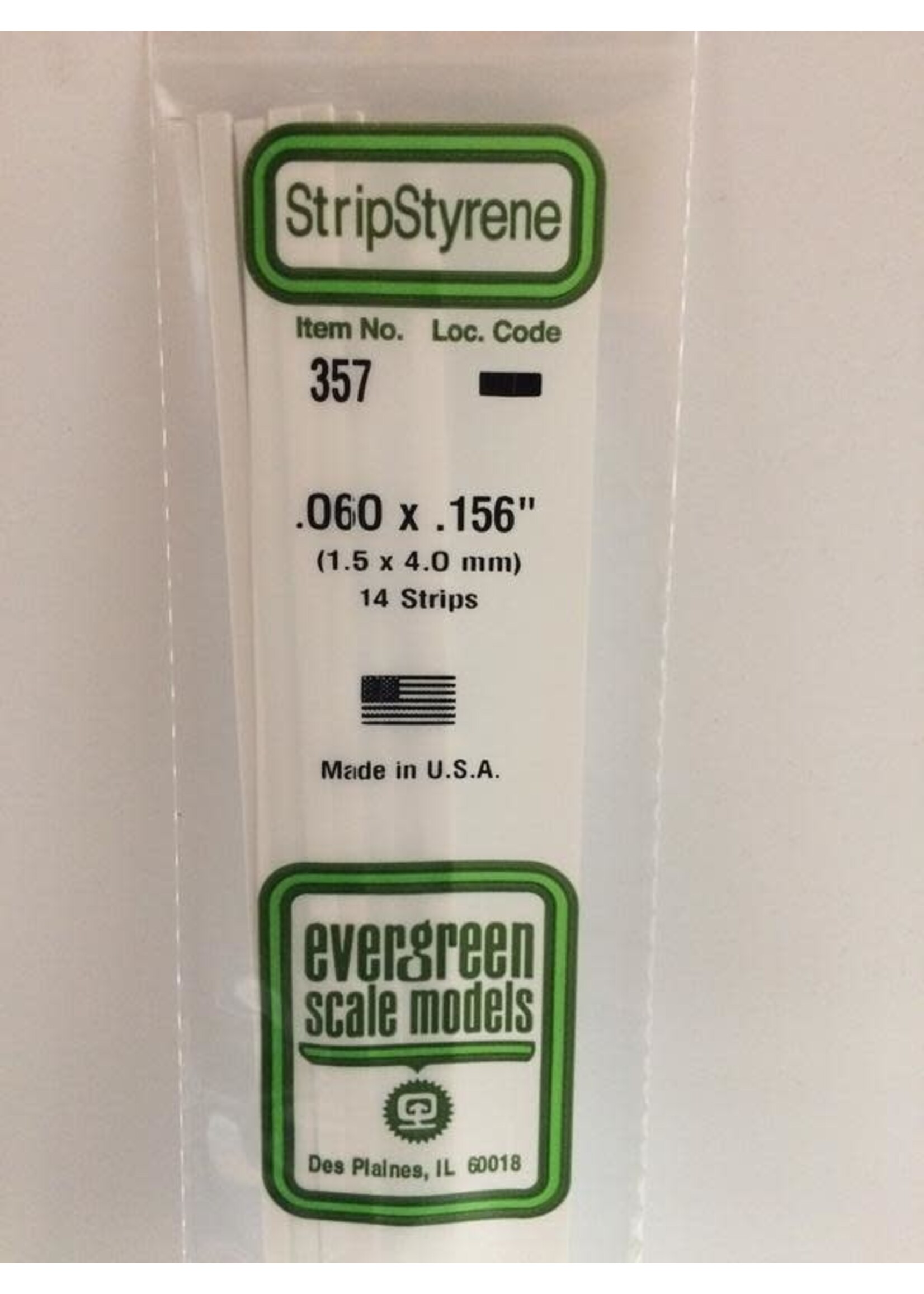 Evergreen Scale Models EVE357 Styrene .060x.156 Strip (14pc)