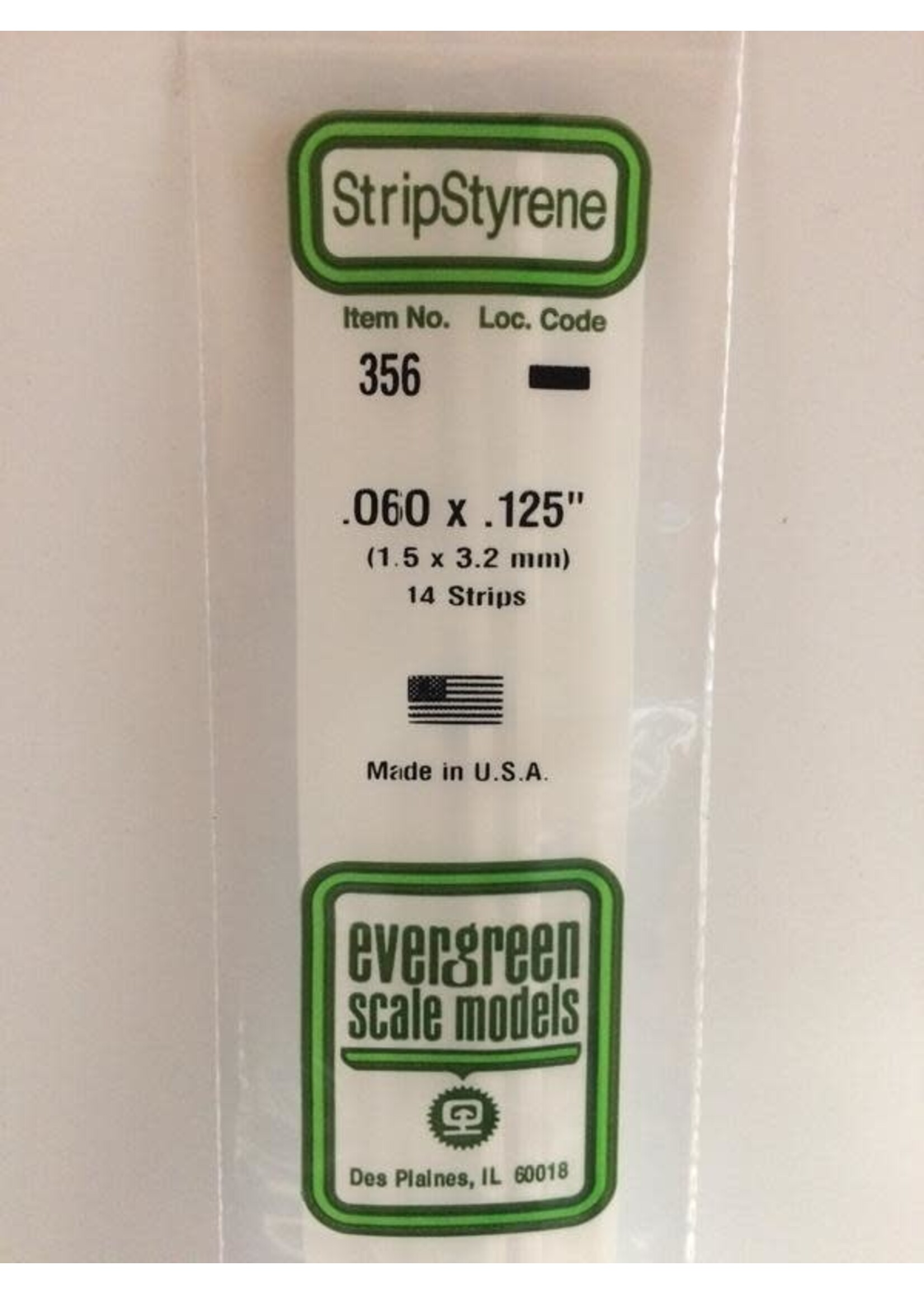 Evergreen Scale Models EVE356 Styrene .060x.125 Strip (14pc)