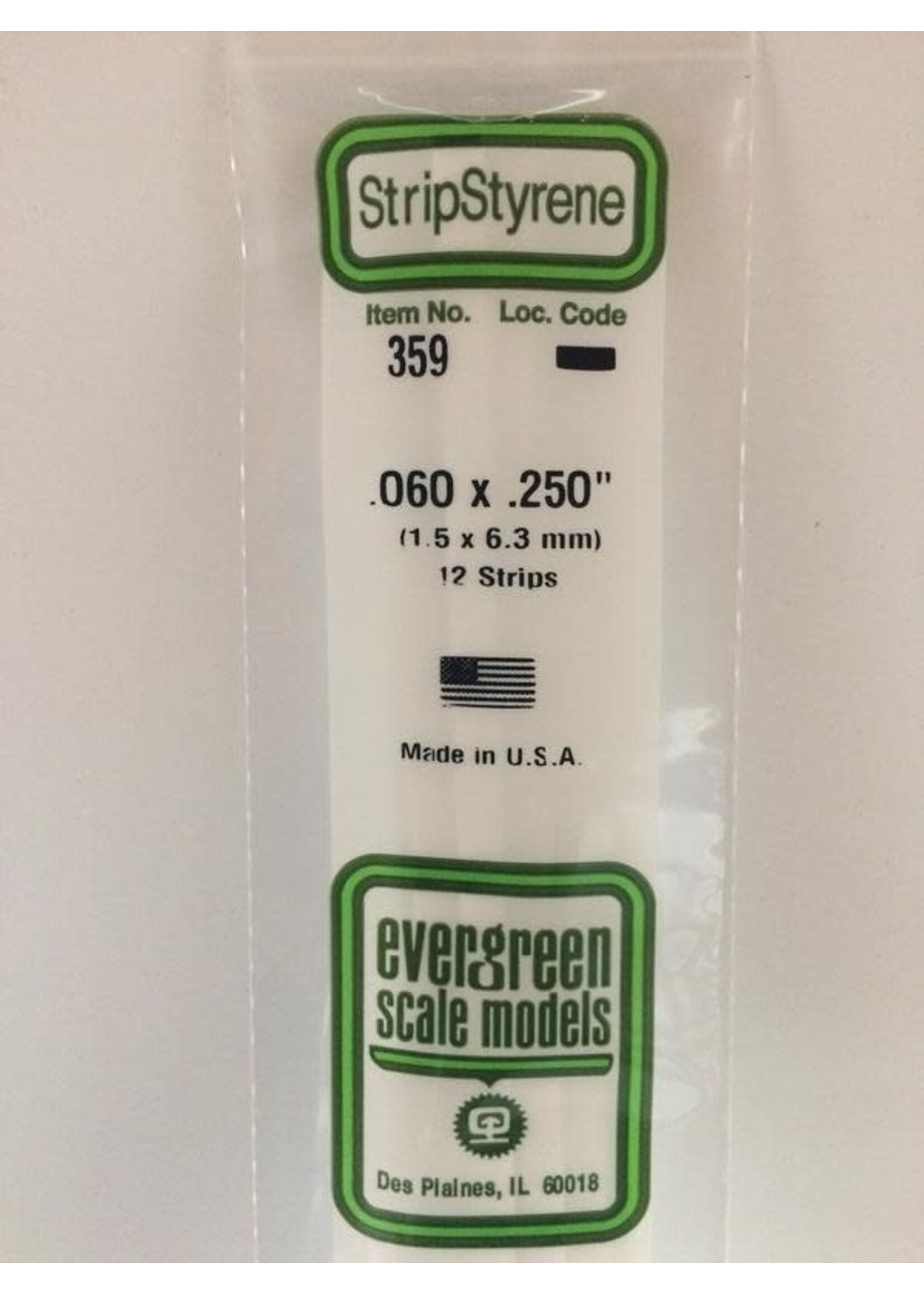 Evergreen Scale Models EVE359 Styrene .060x.250 in Strip (12pc)