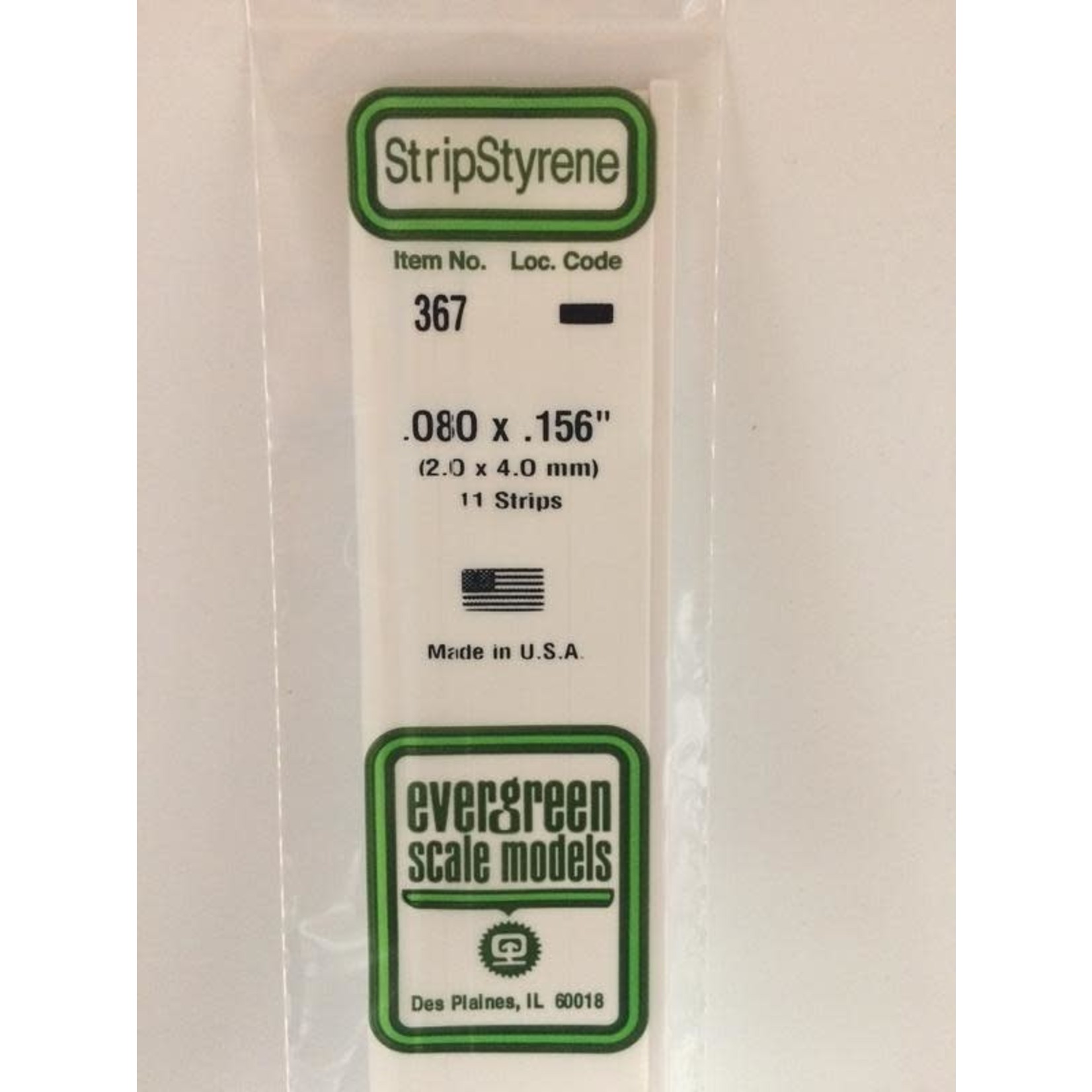 Evergreen Scale Models EVE367 Styrene .080x.156 Strip (11pc)