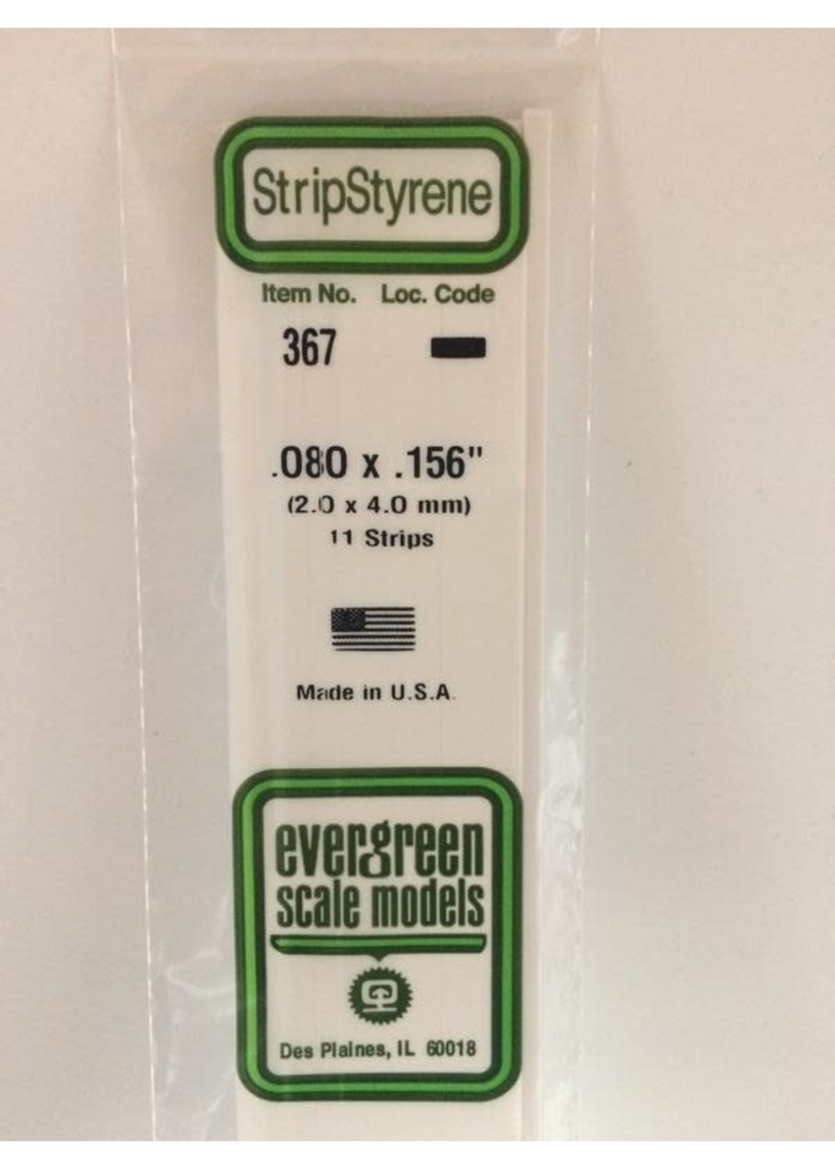 Evergreen Scale Models EVE367 Styrene .080x.156 Strip (11pc)
