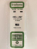 Evergreen Scale Models EVE369 Styrene .080x.250 in Strip (10pc)