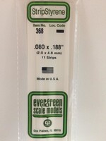 Evergreen Scale Models EVE368 Styrene .080x.188 in Strip (11pc)