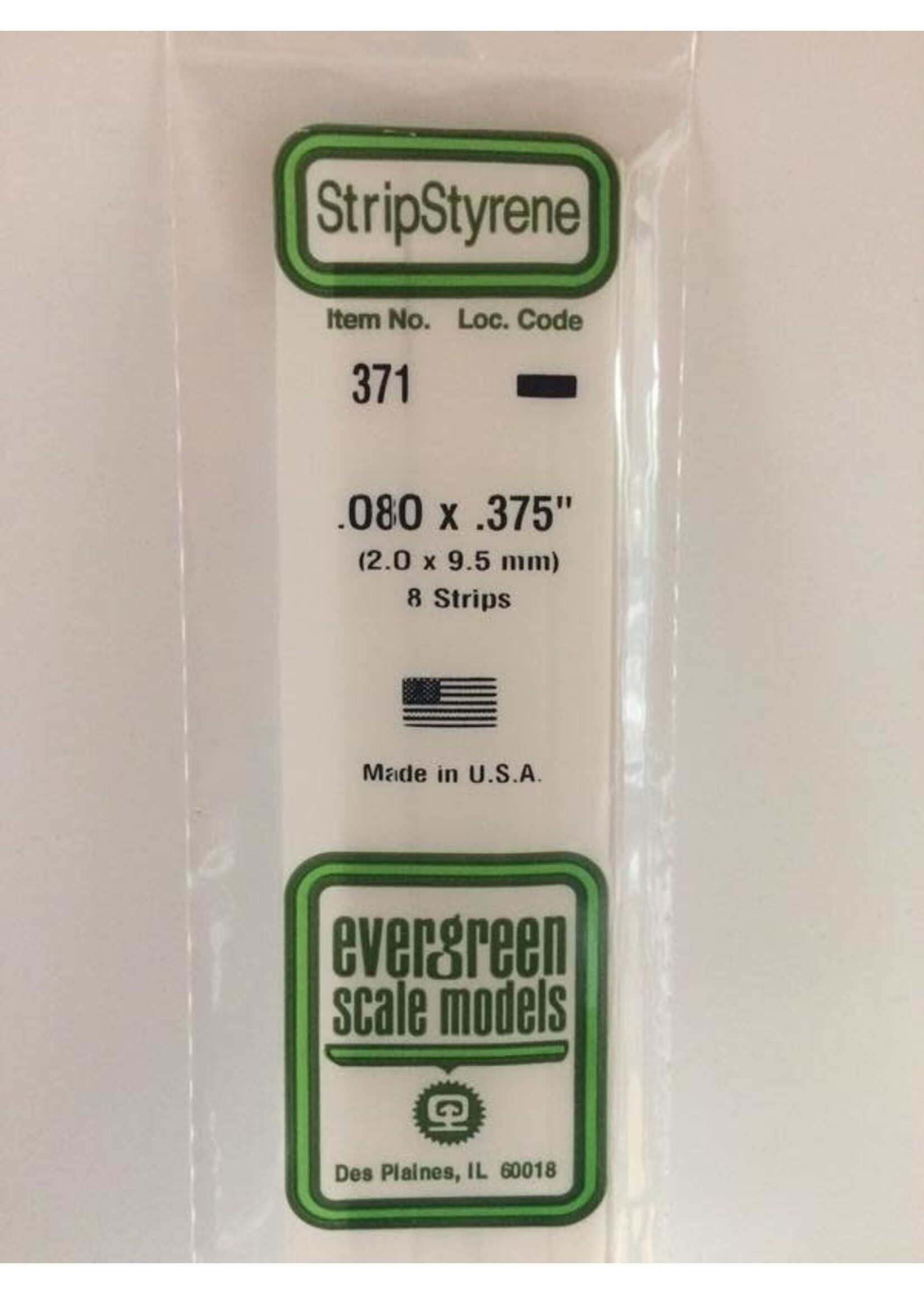 Evergreen Scale Models EVE371 Styrene .080x.375 Strip (8pc)