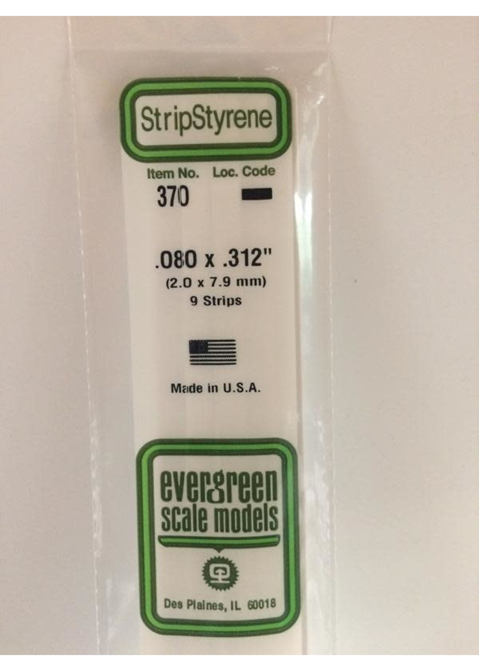Evergreen Scale Models EVE370 Styrene .080x.312 Strip (9pc)