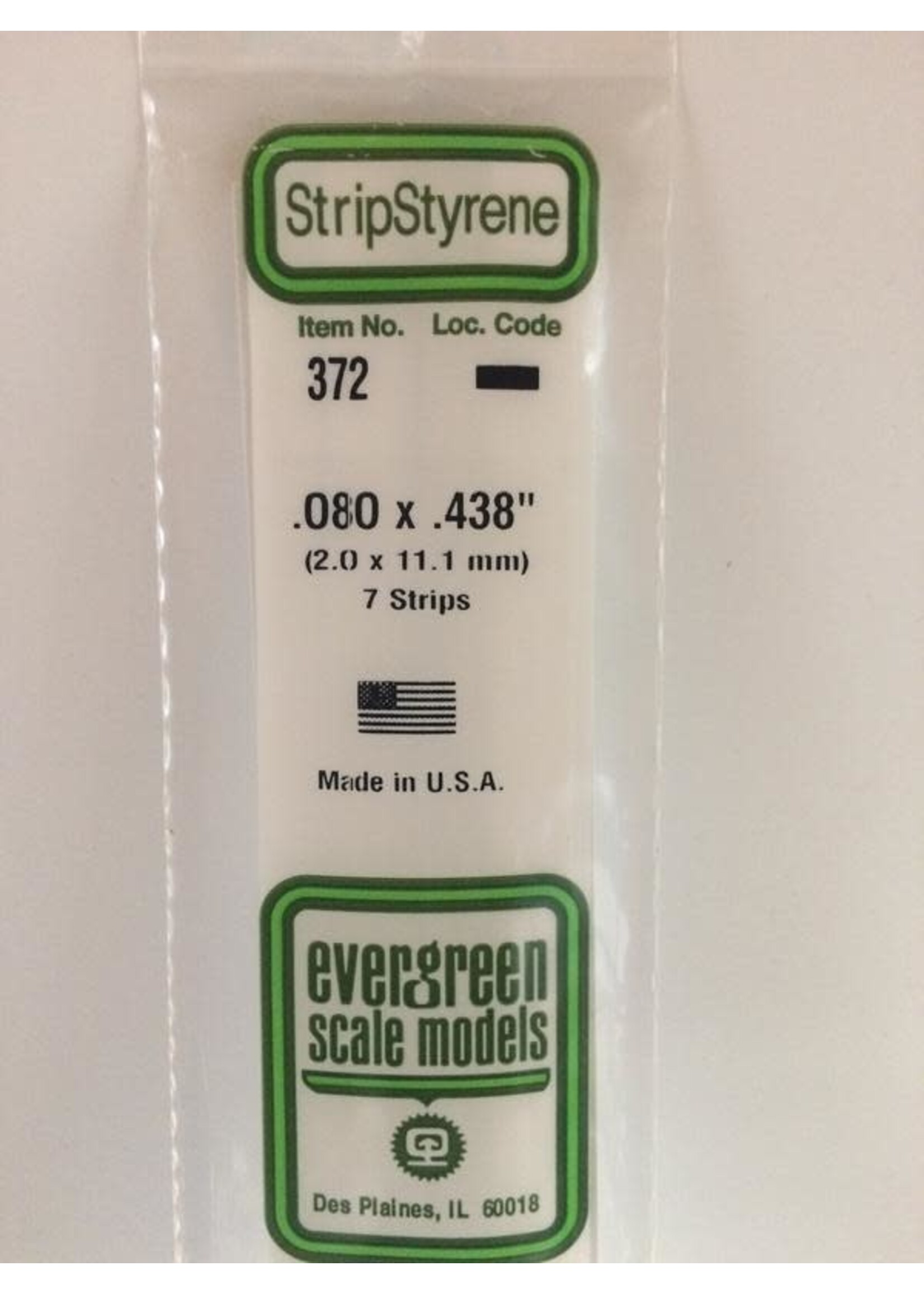 Evergreen Scale Models EVE372 Styrene .080x.438 Strip (7pc)