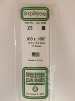 Evergreen Scale Models EVE375 Styrene .100x.100 Strip (12pc)