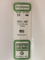 Evergreen Scale Models EVE378 Styrene .100x.188 Strip (9pc)