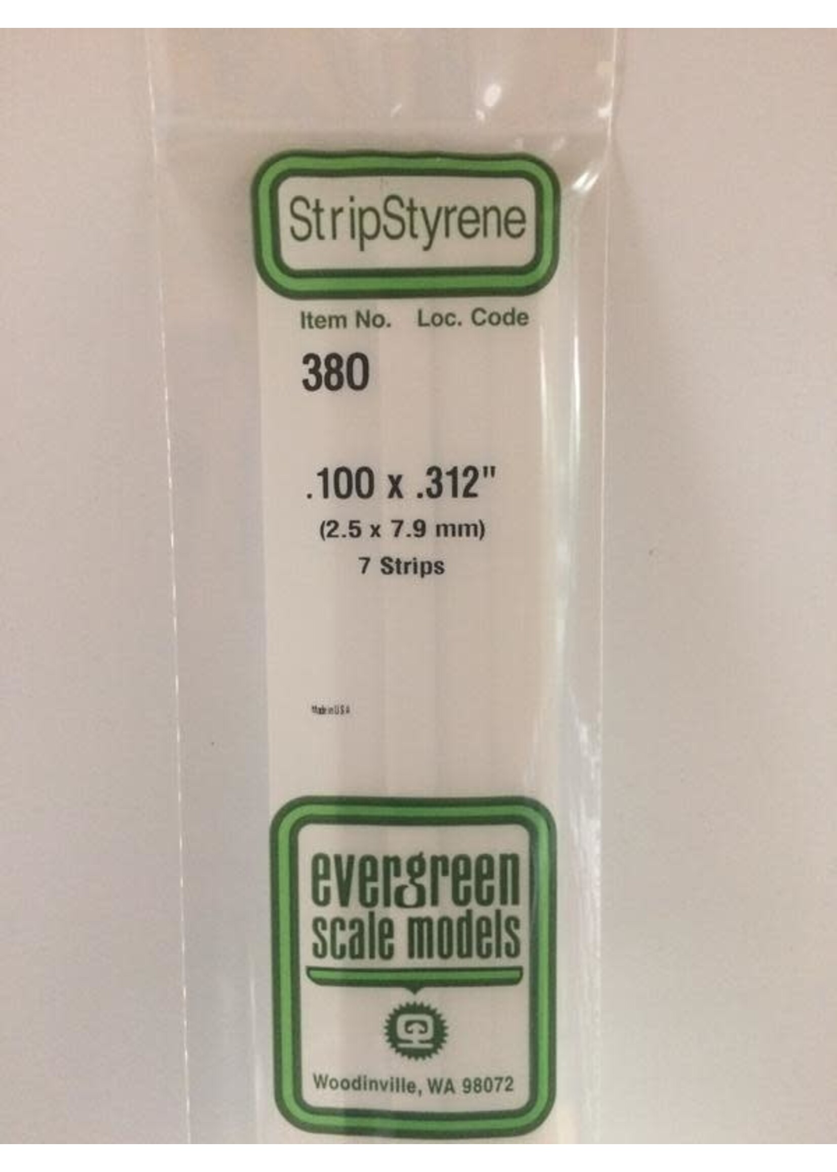 Evergreen Scale Models EVE380 Styrene .100x.312 Strip (7pc)
