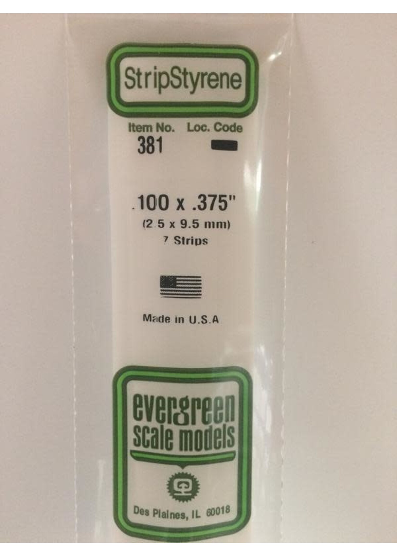 Evergreen Scale Models EVE381 Styrene .100x.357 Strip (7pc)