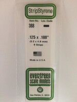Evergreen Scale Models EVE388 Styrene .125x.188 in Strip (8pc)