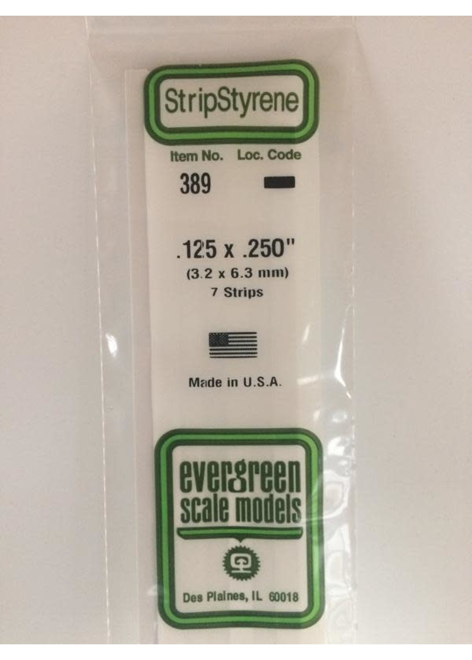 Evergreen Scale Models EVE389 Styrene .125x.250 Strip (7pc)