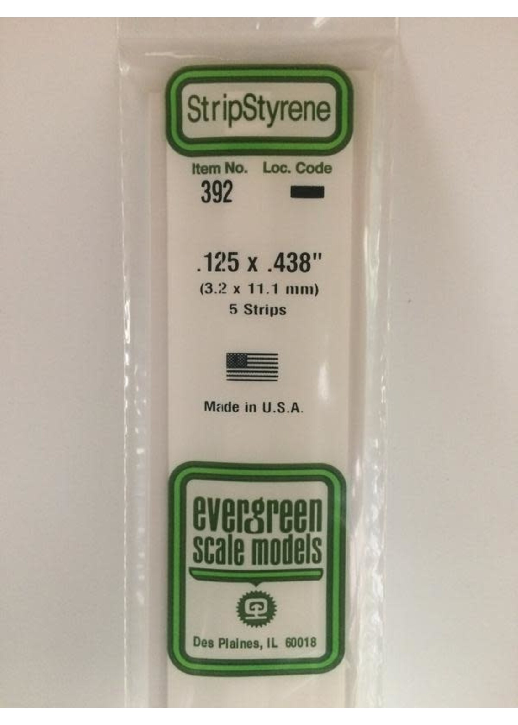 Evergreen Scale Models EVE392 Styrene .125x.438 Strip (5pc)