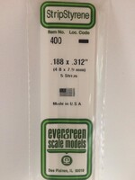 Evergreen Scale Models EVE400 Styrene .188x.312 Strip (5pc)