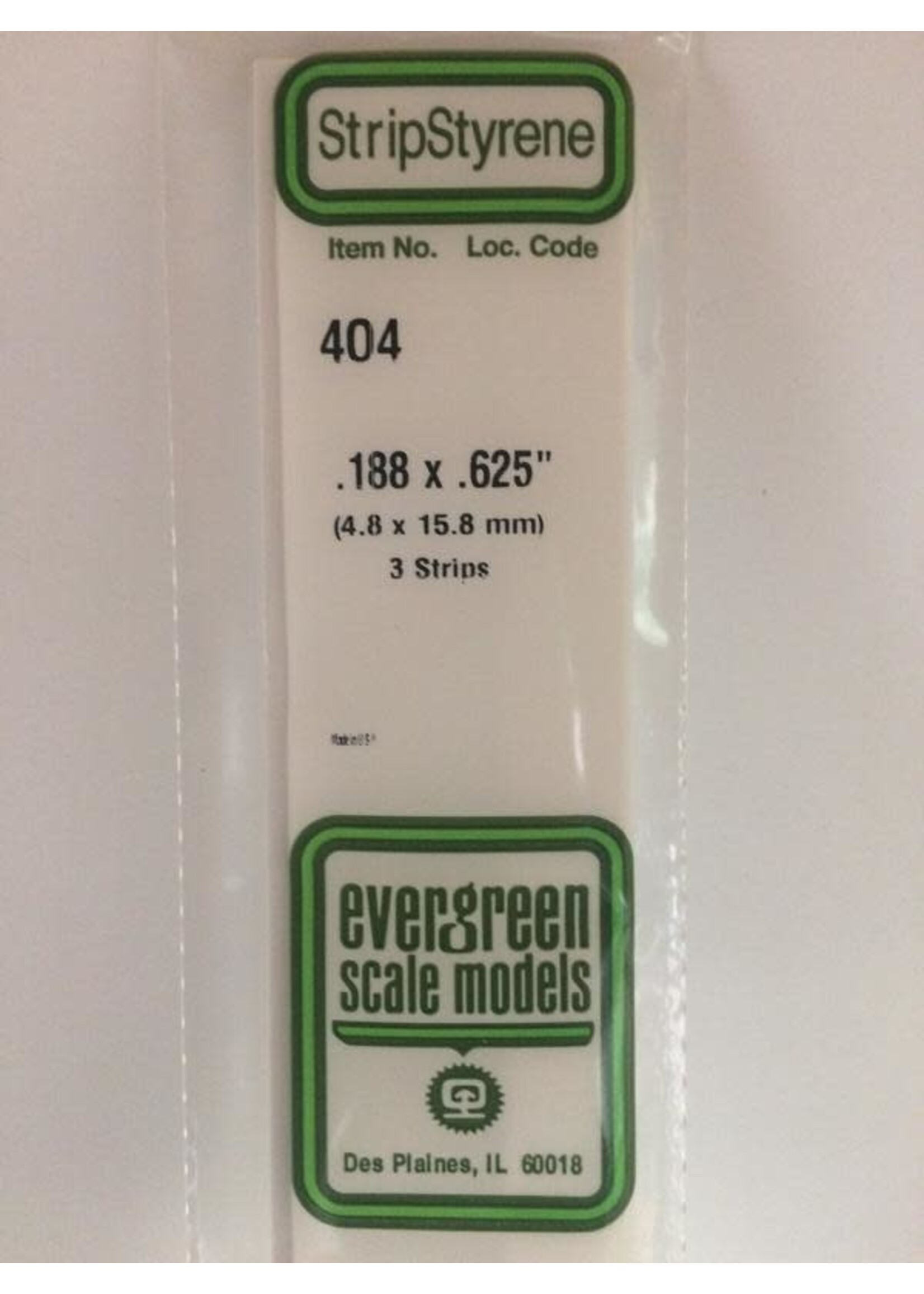 Evergreen Scale Models EVE404 Styrene .188x.625 Strip (3pc)