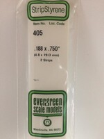 Evergreen Scale Models EVE405 Styrene .188x.750 Strip (2pc)