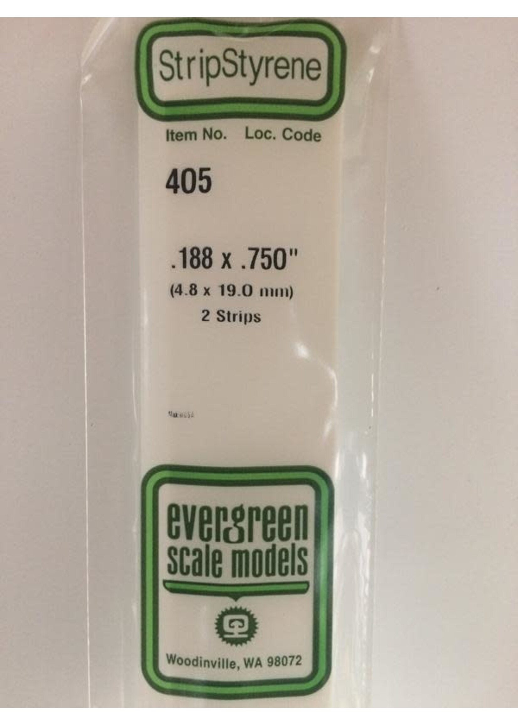 Evergreen Scale Models EVE405 Styrene .188x.750 Strip (2pc)
