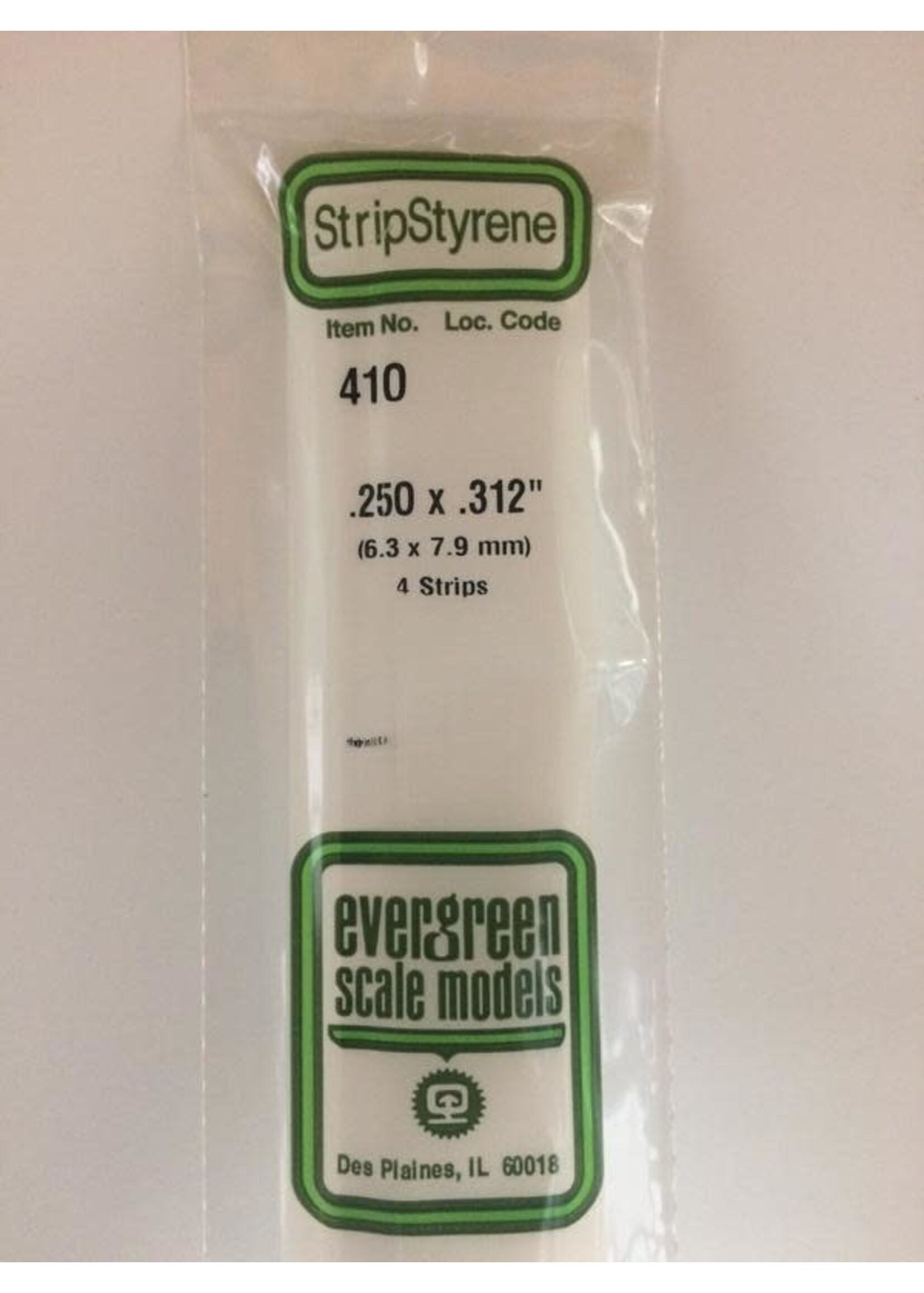 Evergreen Scale Models EVE410 Styrene .250x.312 Strip (4pc)
