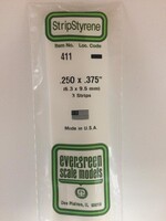 Evergreen Scale Models EVE411 Styrene .250x.375 Strip (3pc)