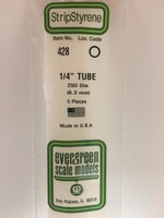 Evergreen Scale Models EVE428 Styrene 1/4'' Tube (5pc)