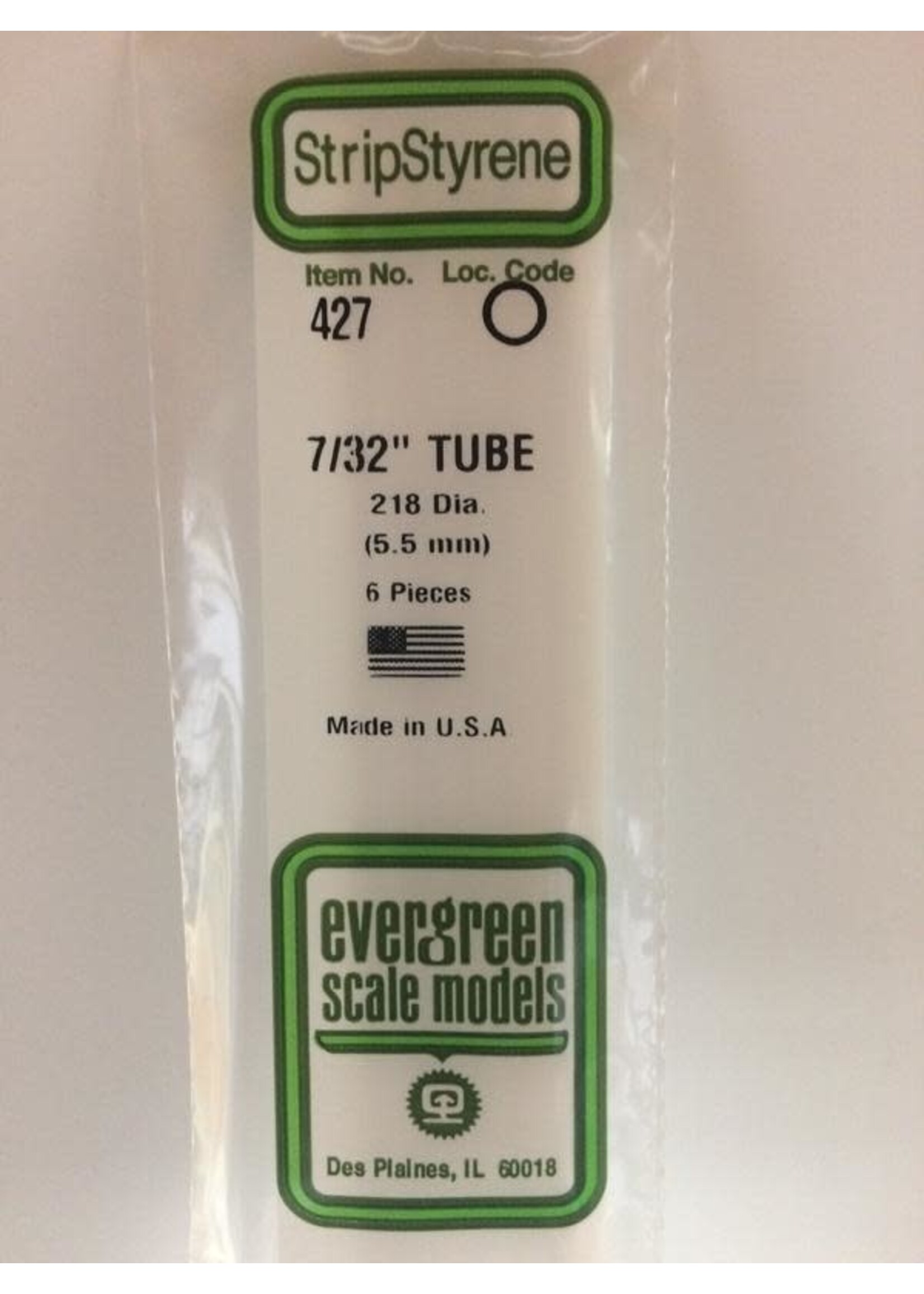 Evergreen Scale Models EVE427 Styrene 7/32'' Tube (6pc)