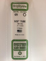 Evergreen Scale Models EVE429 Styrene 9/32'' Tube (5pc)