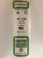 Evergreen Scale Models EVE432 Styrene 3/8 inch Tube (4pc)