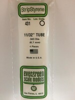Evergreen Scale Models EVE431 Styrene 11/32'' Tube (4pc)