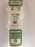 Evergreen Scale Models EVE436 Styrene 1/2'' Tube (3pc)