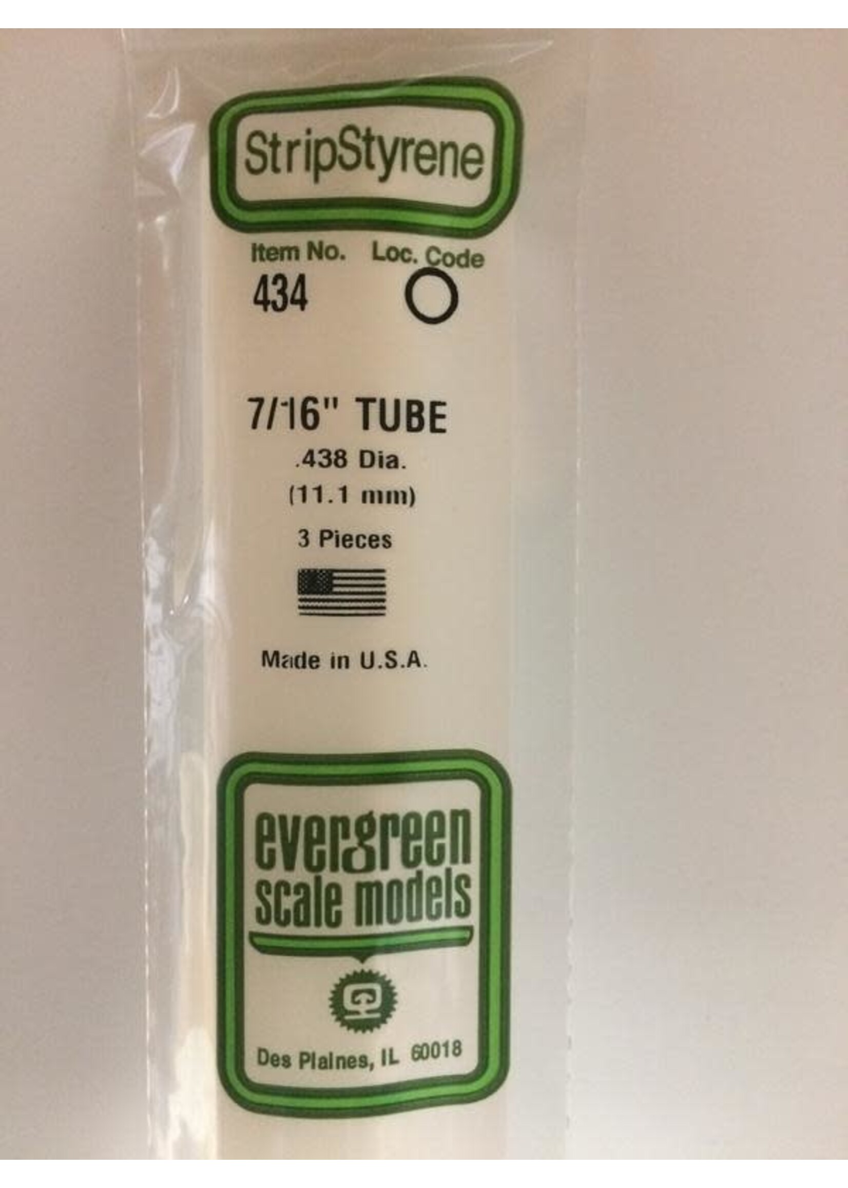 Evergreen Scale Models EVE434 Styrene 7/16'' Tube (3pc)