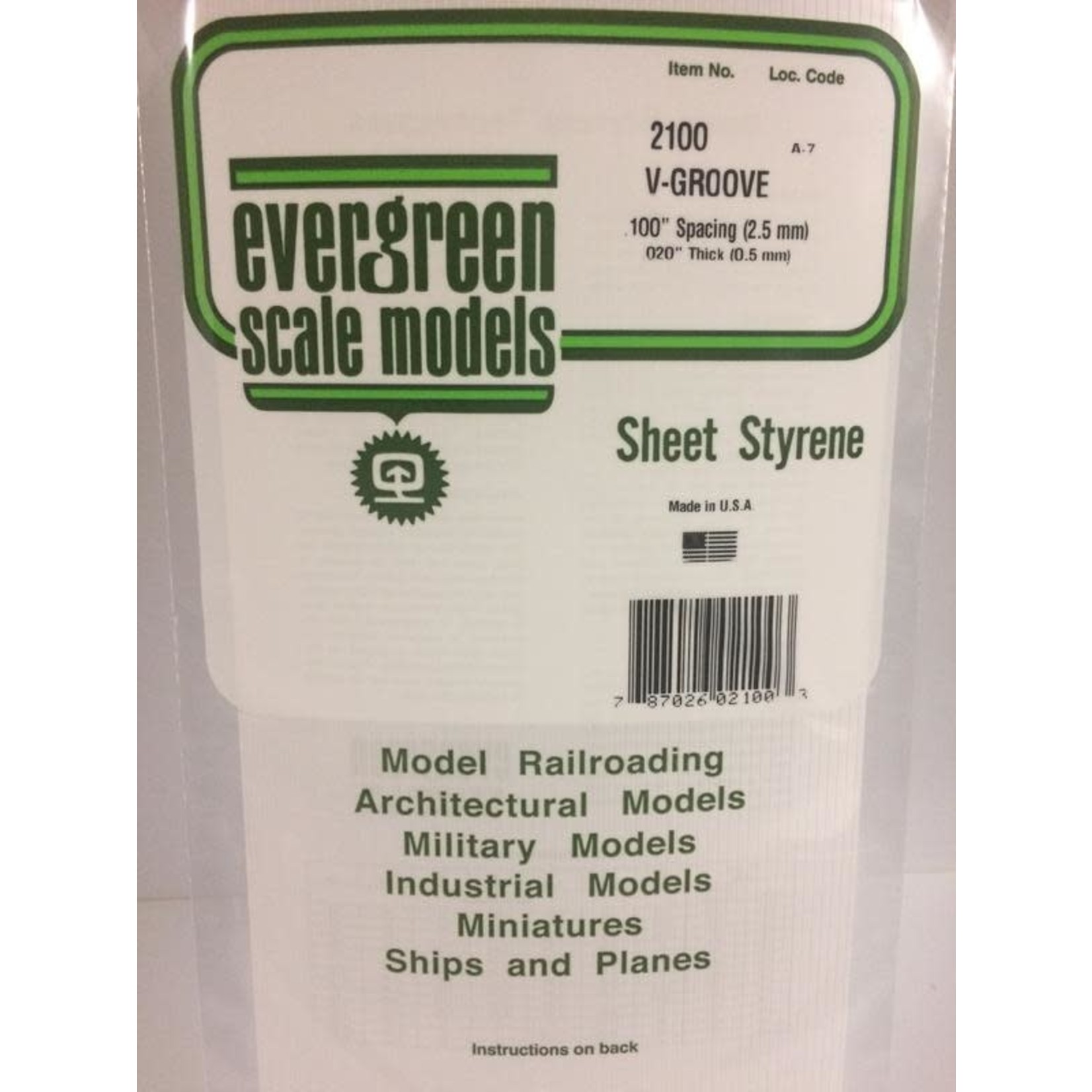 Evergreen Scale Models EVE2100 Styrene .020 V-Groove Sheet
