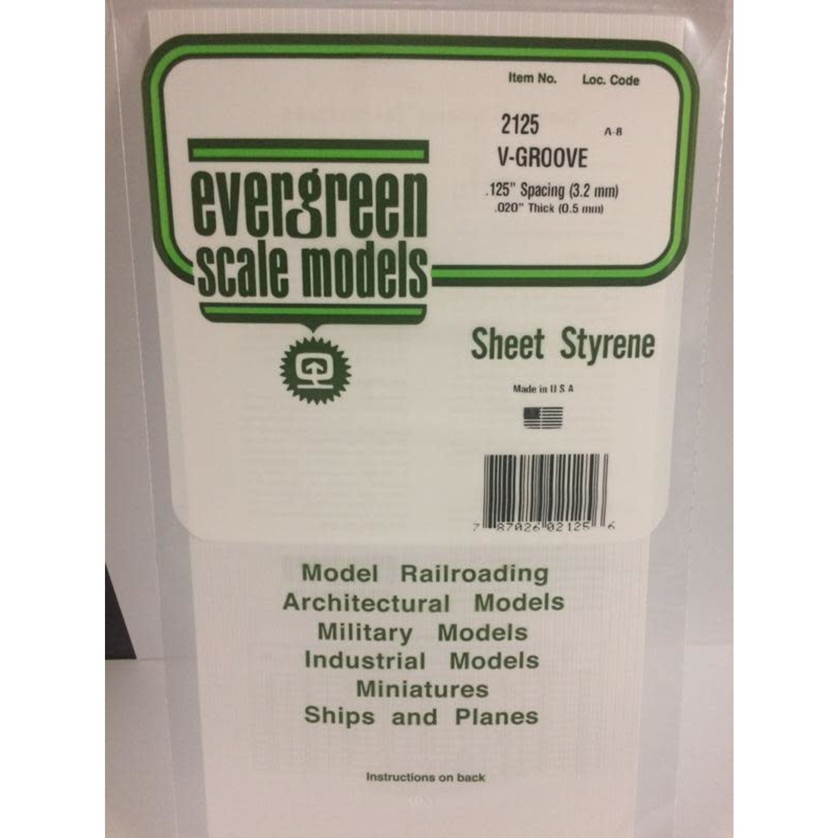 Evergreen Scale Models EVE2125 Styrene .020 V-Groove Sheet