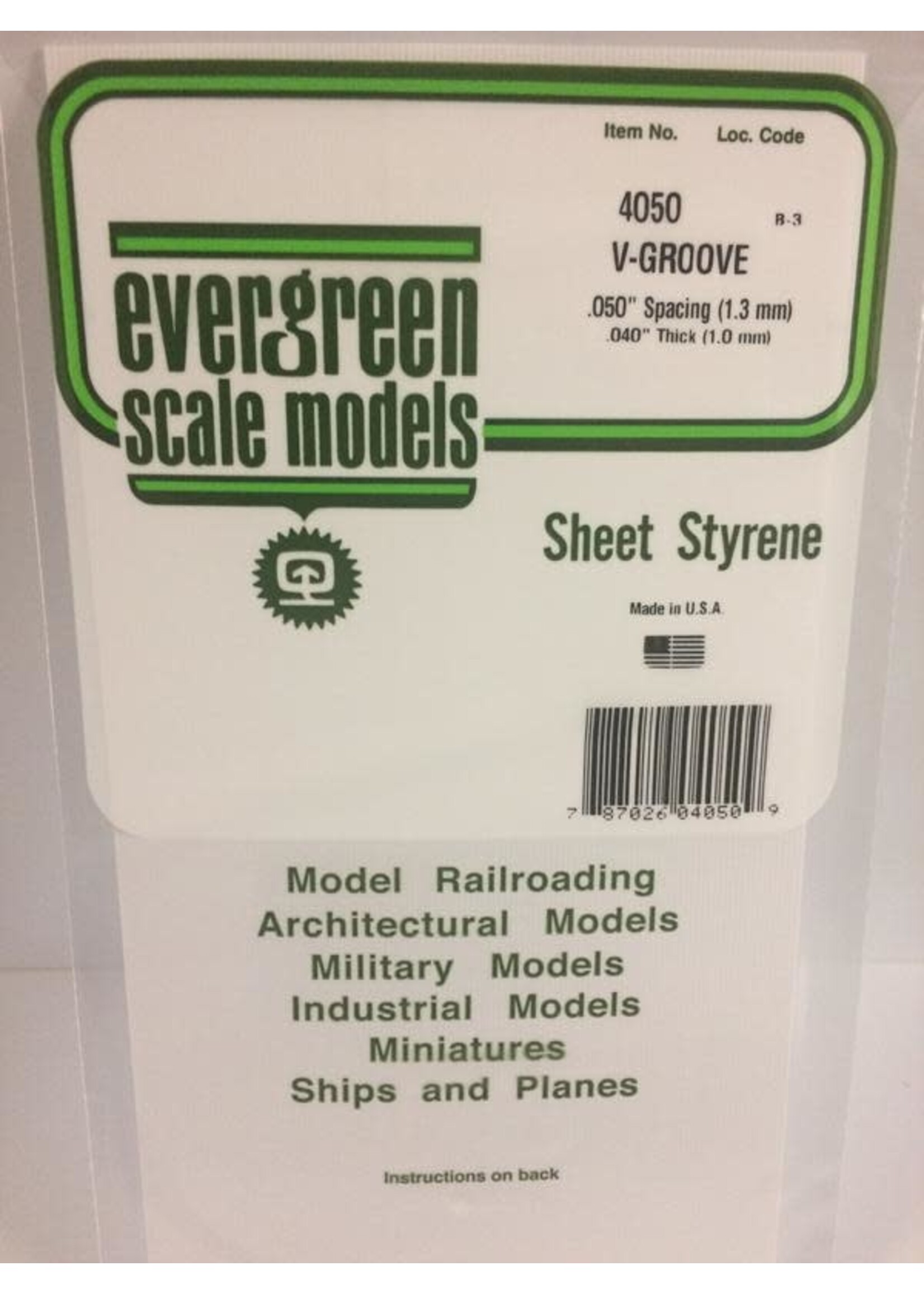 Evergreen Scale Models EVE4050 Styrene .040 V-Groove Sheet