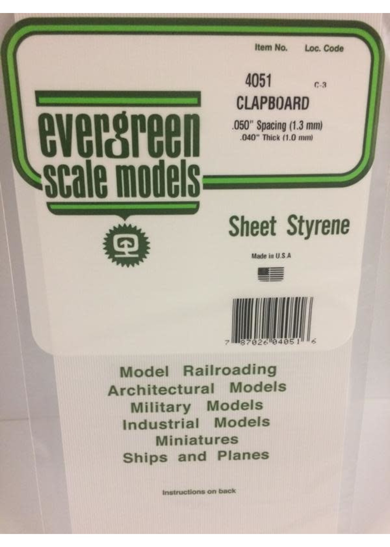 Evergreen Scale Models EVE4051 Styrene .040 Clapboard Sheet