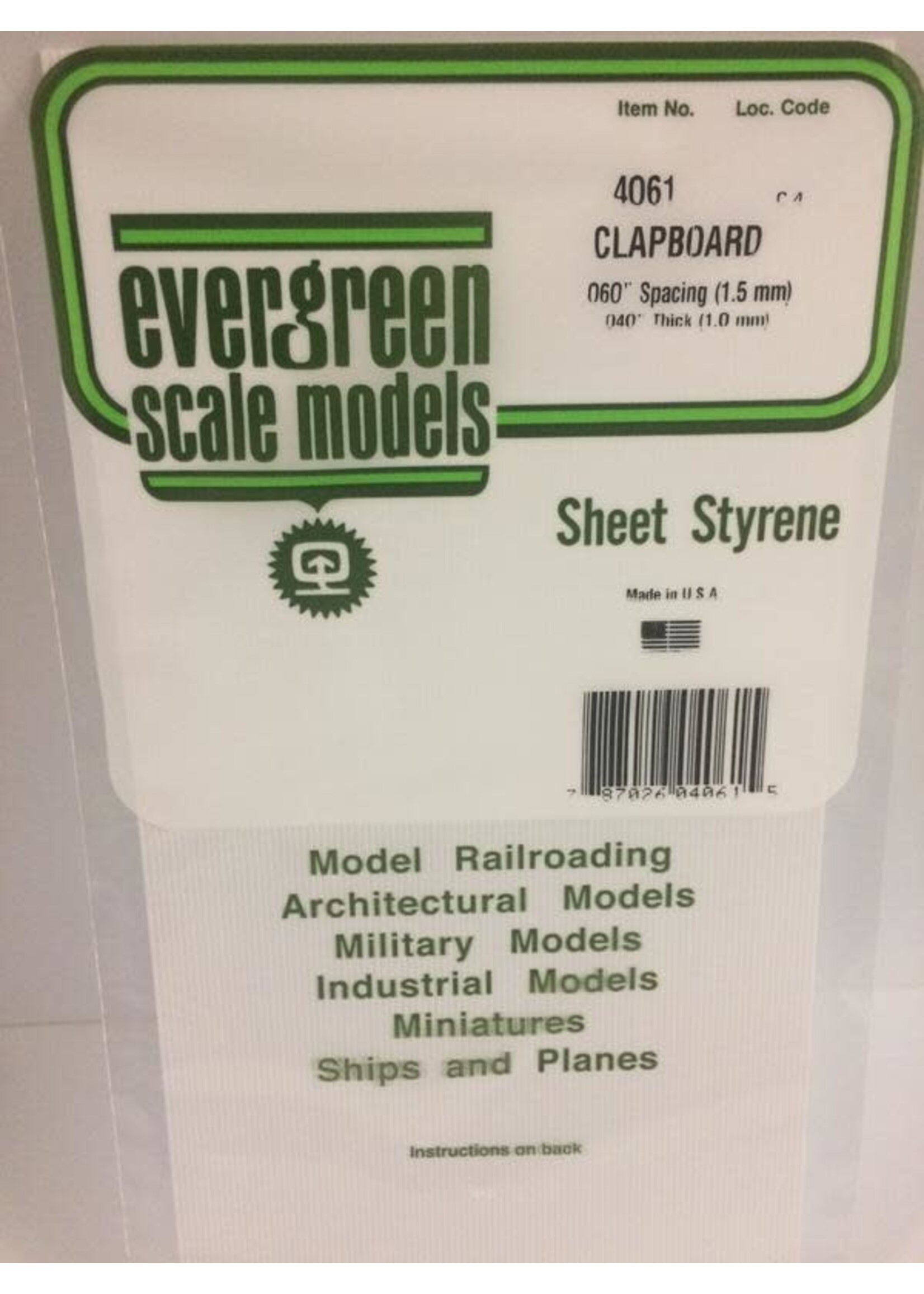 Evergreen Scale Models EVE4061 Styrene .040 Clapboard Sheet