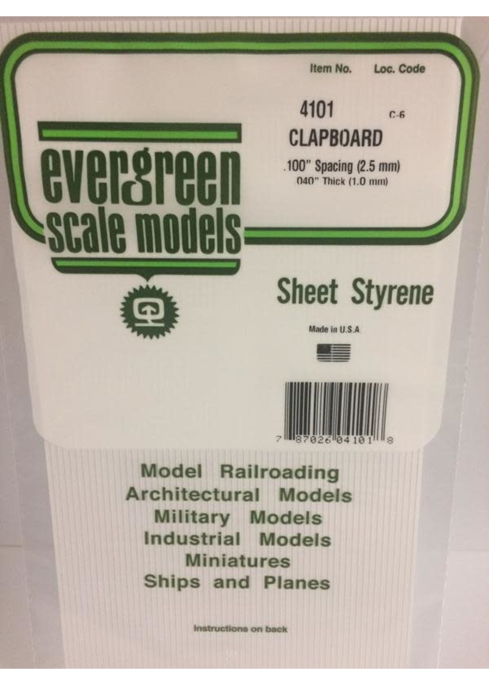 Evergreen Scale Models EVE4101 Styrene .040 Clapboard Sheet