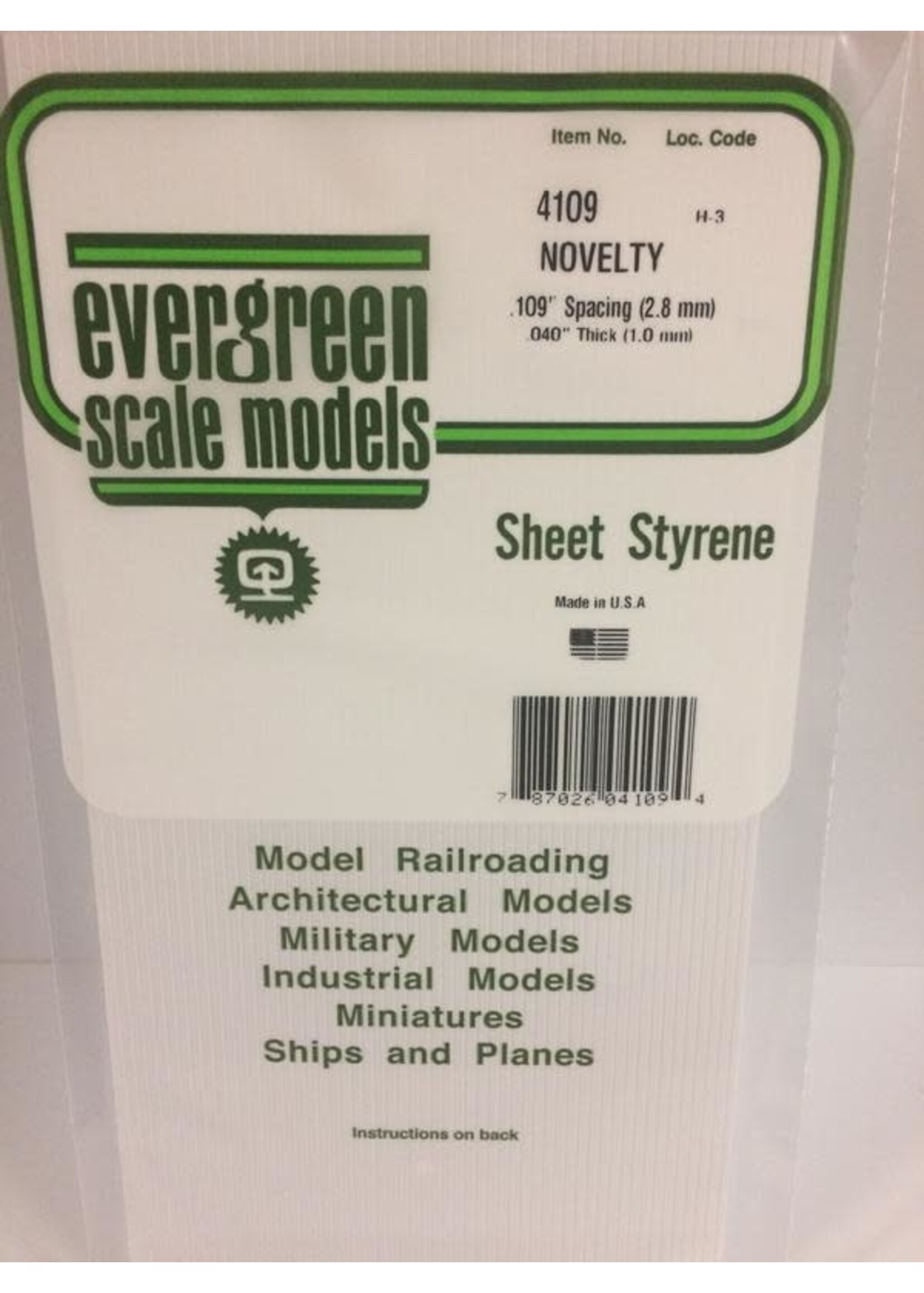 Evergreen Scale Models EVE4109 Styrene .040 Novelty Sheet