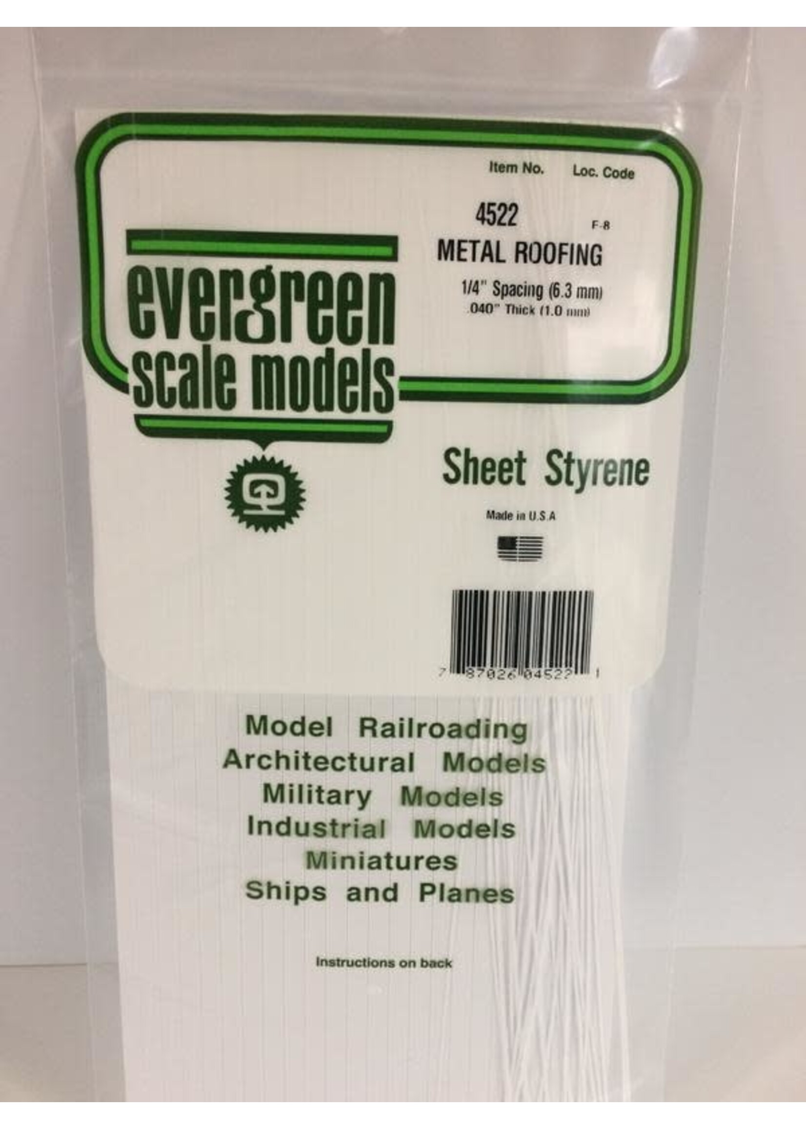 Evergreen Scale Models EVE4522 Styrene .040 Metal Roofing Sheet