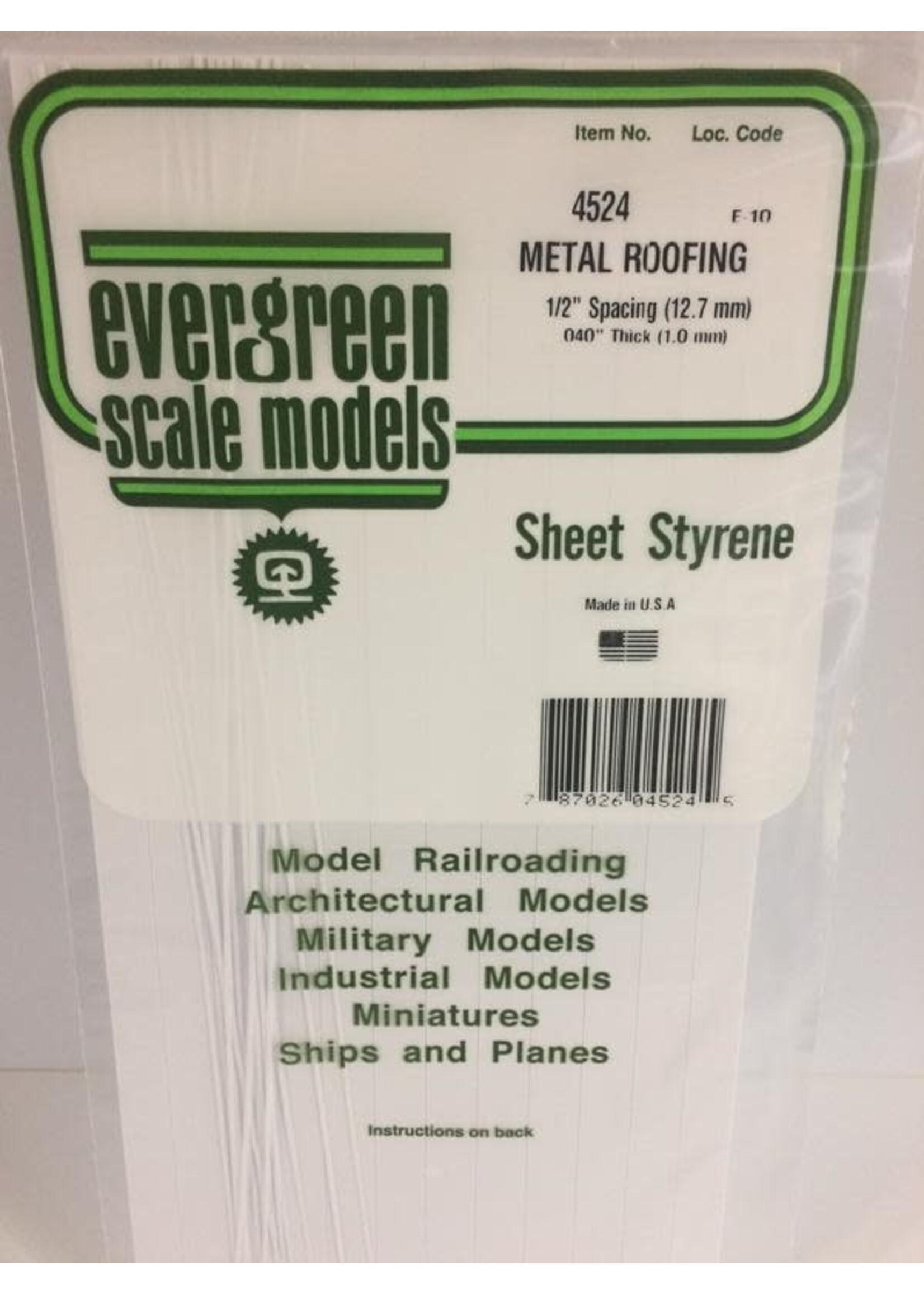 Evergreen Scale Models EVE4524 Styrene .040 Metal Roofing Sheet