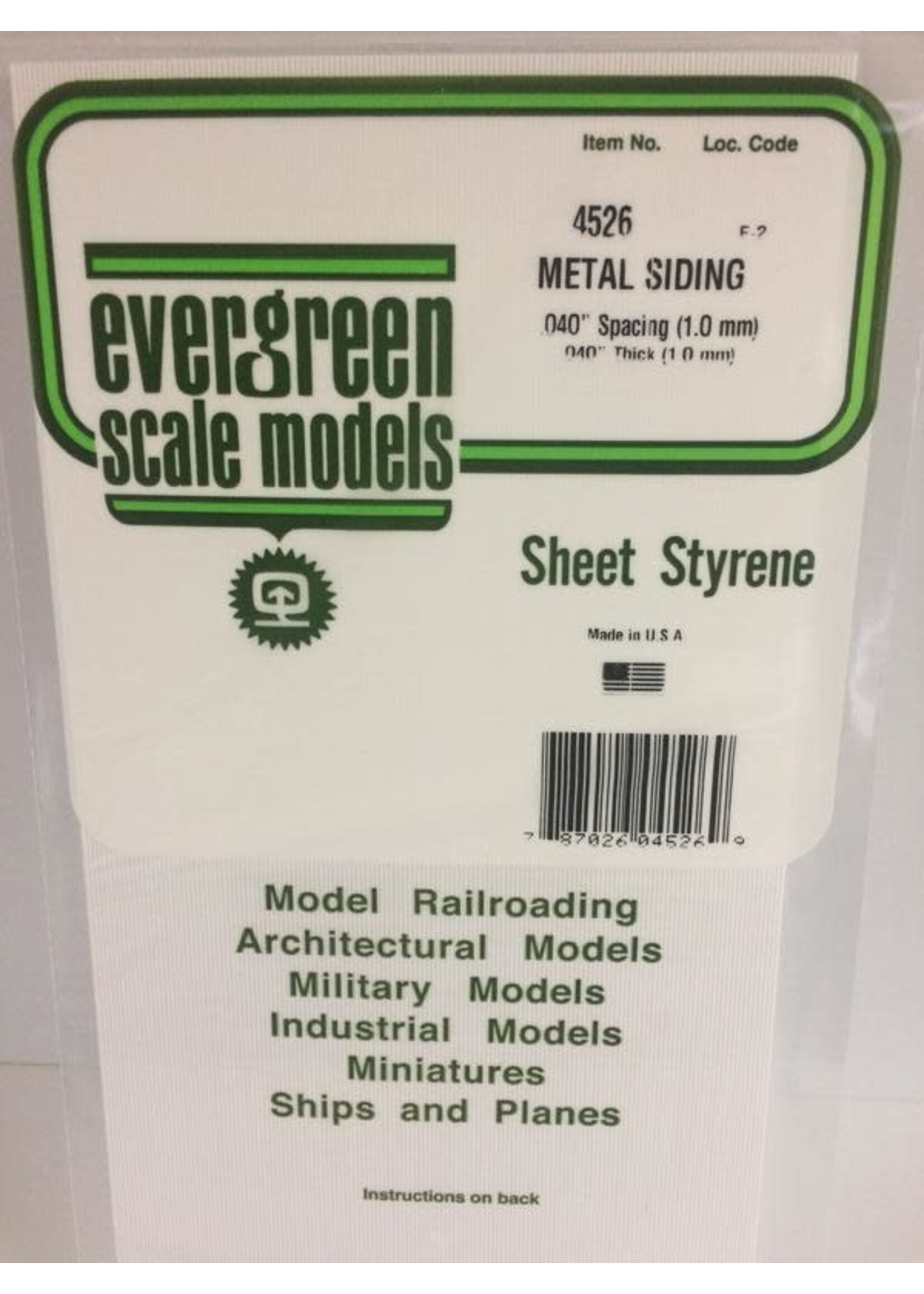 Evergreen Scale Models EVE4526 Styrene .040 Metal Siding Sheet