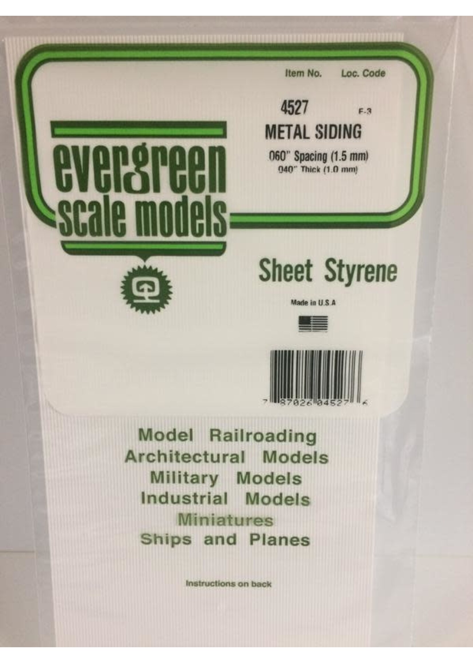 Evergreen Scale Models EVE4527 Styrene .040 Metal Siding Sheet